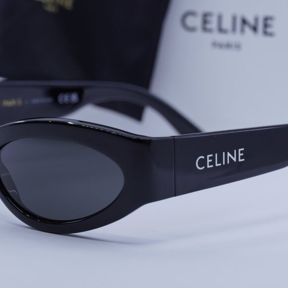Celine CL40288I 01A MONOCHROMS Cat Eye Sunglasses–Shiny Black\Grey - Picture 4 of 10